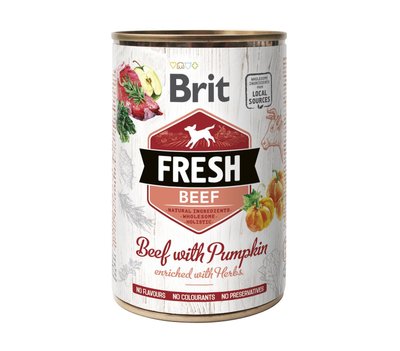 Консервований корм Brit Fresh Beef/Pumpkin для собак, з яловичиною та гарбузом, 400 г 100158/3886 фото