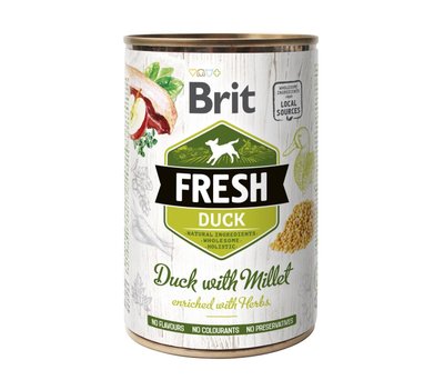 Консервований корм Brit Fresh Duck/Millet для собак, з качкою та пшоном, 400 г 100160/3909 фото