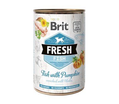 Консервований корм Brit Fresh Fish/Pumpkin для собак, з рибою та гарбузом, 400 г 100162/3923 фото