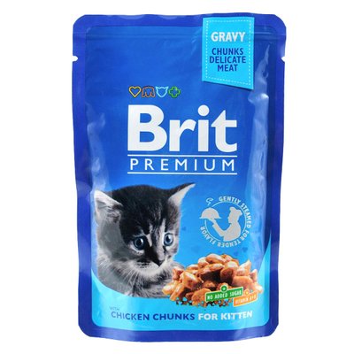 Вологий корм Brit Premium Cat Pouch для кошенят, з куркою, 100 г 100274 /506026 фото