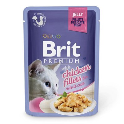 Вологий корм Brit Premium Cat Pouch для котів, філе курки в желе, 85 г 111240/463 фото