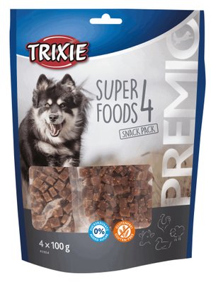 Ласощі Trixie Premio 4 Superfoods для собак, з куркою, качкою, яловичиною і бараниною, 4 x 100 г 31854 фото