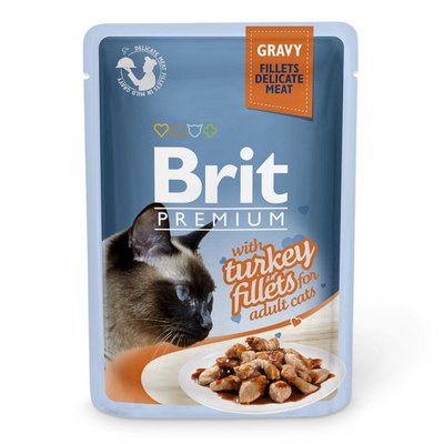 Вологий корм Brit Premium Cat Pouch для котів, філе індички в соусі, 85 г 111251/531 фото