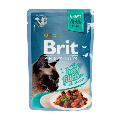 Вологий корм Brit Premium Cat Pouch для котів, філе яловичини в соусі, 85 г 111253/555 фото