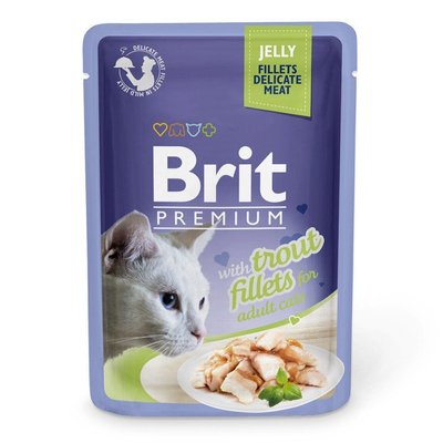 Вологий корм Brit Premium Cat Pouch для котів, філе форелі в желе, 85 г 111243/494 фото