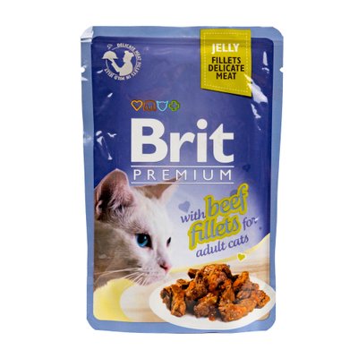 Вологий корм Brit Premium Cat Pouch для котів, філе яловичини в желе, 85 г 111241/470 фото