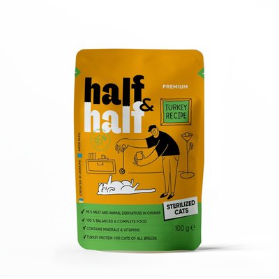 HalfHalf д/стерил котів індичка/желе у формі пауча 100г 20895 фото