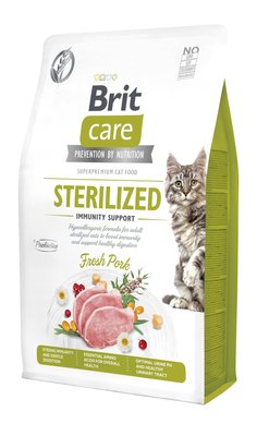 Сухий корм Brit Care Cat by Nutrition Sterilized Immunity Support для стерилізованих котів, зі свининою, 2 кг 172545 фото