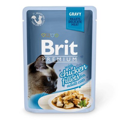 Вологий корм Brit Premium Cat Pouch для котів, філе курки в соусі, 85 г 111250/524 фото