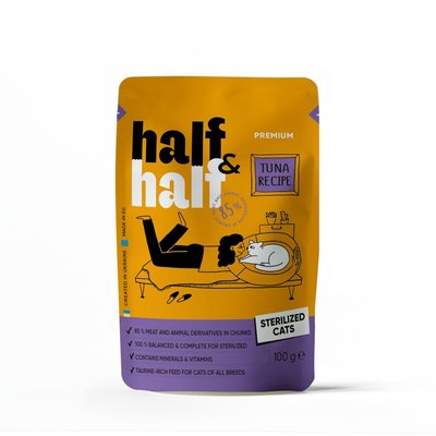 HalfHalf д/стерил котів тунець/соус у формі пауча 100г 20888 фото
