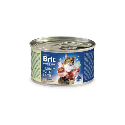 Вологий корм Brit Premium by Nature для котів, з індичкою та ягням, 200 г 100617/5049 фото