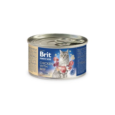 Вологий корм Brit Premium by Nature для котів, з куркою та яловичиною, 200 г 100614/5018 фото