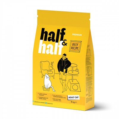 HalfHalf д/дорослих котів із яловичиною 8 кг 20857 фото