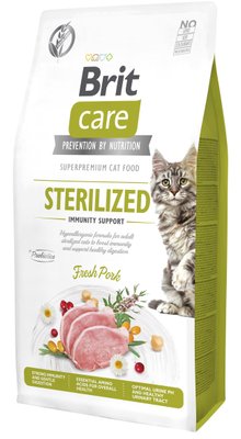 Сухий корм Brit Care Cat by Nutrition Sterilized Immunity Support для стерилізованих котів, зі свининою, 7 кг 172546 фото