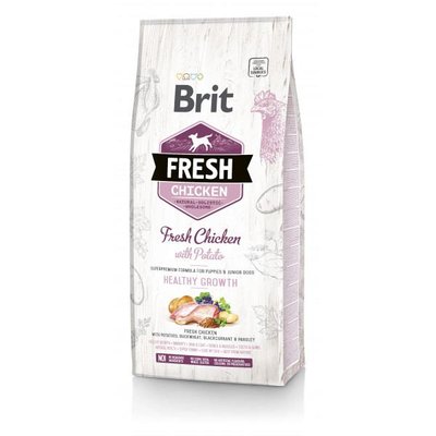 Сухий корм Brit Fresh для цуценят та молодих собак всіх порід, з куркою та картоплею, 12 кг 170987 фото