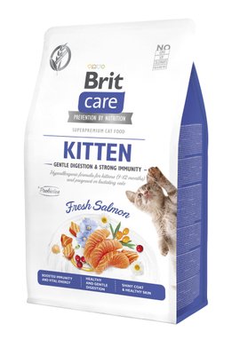 Сухий корм Brit Care Cat by Nutrition Kitten Gentle Digestion Strong Immunity для кошенят, з лососем, 400 г 172541 фото
